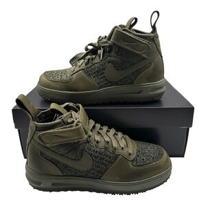 Nike Lunar Force 1 Flyknit Workboot Womens Sz 7 Olive Green Trainers Shoes Boots